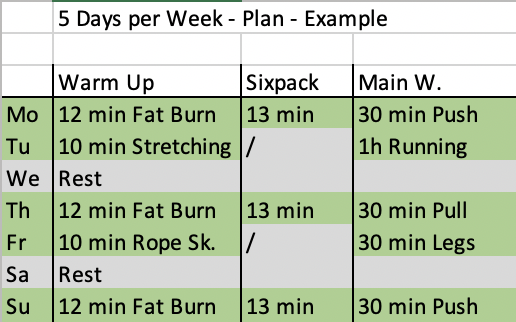 5 day 30 minute workout online plan